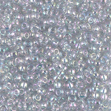Japanese Miyuki Seed Beads, size 8/0, SKU 189008.MY8-2443, transparent light blue ab, (1 26-28 gram tube, apprx 1120 beads)