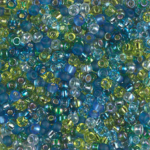 Japanese Miyuki Seed Beads, size 8/0, SKU 189008.MY8-MIX07, electric blue lagoon mix, (1 26-28 gram tube, apprx 1120 beads)