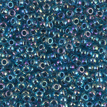 Japanese Miyuki Seed Beads, size 8/0, SKU 189008.MY8-0339, blue/lined aqua ab, (1 26-28 gram tube, apprx 1120 beads)