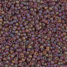 Japanese Miyuki Seed Beads, size 11/0, SKU 111030.MY11-0134FR, matte transparent dark amber ab, (1 28-30 gram tube, apprx 3080 beads)