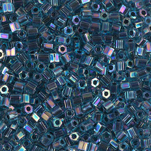 Japanese Miyuki Seed Beads, size 8/0, SKU 189008.MY8-0339cut, blue lined aqua ab cut, (1 26-28 gram tube, apprx 1120 beads)