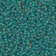 Japanese Miyuki Seed Beads, size 11/0, SKU 111030.MY11-0147FR, matte transparent dark green ab, (1 28-30 gram tube, apprx 3080 beads)