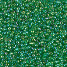 Japanese Miyuki Seed Beads, size 11/0, SKU 111030.MY11-0179L, transparent light green ab, (1 28-30 gram tube, apprx 3080 beads)