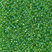 Japanese Miyuki Seed Beads, size 11/0, SKU 111030.MY11-0259, transparent light green ab, (1 28-30 gram tube, apprx 3080 beads)