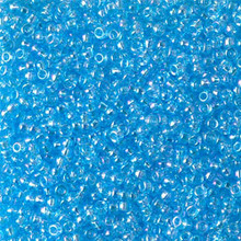 Japanese Miyuki Seed Beads, size 11/0, SKU 111030.MY11-0260, transparent aqua ab, (1 28-30 gram tube, apprx 3080 beads)