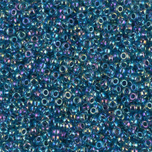 Japanese Miyuki Seed Beads, size 11/0, SKU 111030.MY11-0339, blue lined aqua ab, (1 28-30 gram tube, apprx 3080 beads)