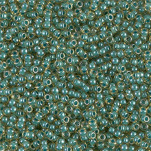Japanese Miyuki Seed Beads, size 11/0, SKU 111030.MY11-0374, turquoise lined topaz luster, (1 28-30 gram tube, apprx 3080 beads)