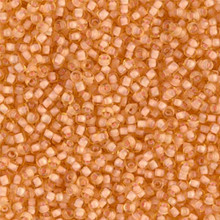 Japanese Miyuki Seed Beads, size 11/0, SKU 111030.MY11-1922, semi-matte light peach lined amber, (1 28-30 gram tube, apprx 3080 beads)