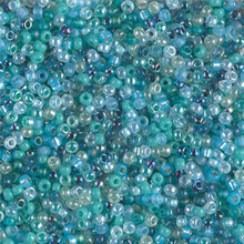 Japanese Miyuki Seed Beads, size 11/0, SKU 111030.MY11-MIX05, aqua awareness mix, (1 28-30 gram tube, apprx 3080 beads)