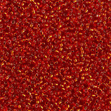 Japanese Miyuki Seed Beads, size 15/0, SKU 189015.MY15-0010, red-orange silver lined, (1 12-13gram tube - apprx 3500 beads)