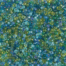 Japanese Miyuki Seed Beads, size 11/0, SKU 111030.MY11-MIX16, electric blue lagoon  mix, (1 28-30 gram tube, apprx 3080 beads)
