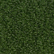 Japanese Miyuki Seed Beads, size 15/0, SKU 189015.MY15-0158, transparent olive green, (1 12-13gram tube - apprx 3500 beads)