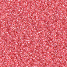 Japanese Miyuki Seed Beads, size 15/0, SKU 189015.MY15-0204, coral lined crystal, (1 12-13gram tube - apprx 3500 beads)