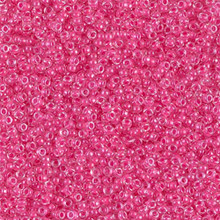 Japanese Miyuki Seed Beads, size 15/0, SKU 189015.MY15-0208, carnation pink lined crystal, (1 12-13gram tube - apprx 3500 beads)