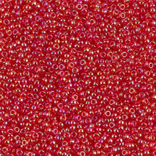 Japanese Miyuki Seed Beads, size 15/0, SKU 189015.MY15-0254, transparent red ab, (1 12-13gram tube - apprx 3500 beads)