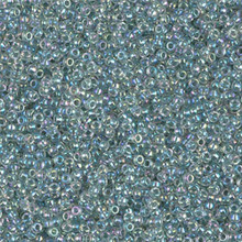 Japanese Miyuki Seed Beads, size 15/0, SKU 189015.MY15-0263, lined light seafoam ab, (1 12-13gram tube - apprx 3500 beads)