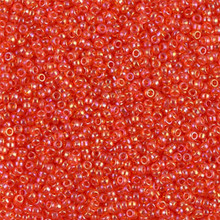 Japanese Miyuki Seed Beads, size 15/0, SKU 189015.MY15-0297, transparent tangerine ab, (1 12-13gram tube - apprx 3500 beads)