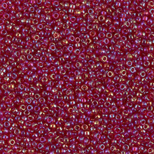 Japanese Miyuki Seed Beads, size 15/0, SKU 189015.MY15-0298, transparent ruby ab, (1 12-13gram tube - apprx 3500 beads)