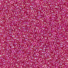 Japanese Miyuki Seed Beads, size 15/0, SKU 189015.MY15-0355, hot pink lined crystal ab, (1 12-13gram tube - apprx 3500 beads)