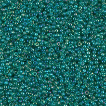 Japanese Miyuki Seed Beads, size 15/0, SKU 189015.MY15-0295, transparent emerald ab, (1 12-13gram tube - apprx 3500 beads)