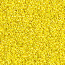 Japanese Miyuki Seed Beads, size 15/0, SKU 189015.MY15-0472, opaque yellow ab, (1 12-13gram tube - apprx 3500 beads)