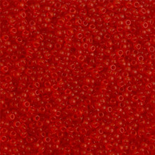 Japanese Miyuki Seed Beads, size 15/0, SKU 189015.MY15-1609, dyed semi frosted transparent red, (1 12-13gram tube - apprx 3500 beads)