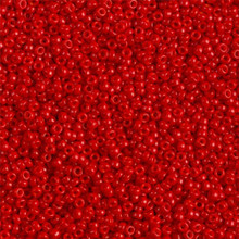 Japanese Miyuki Seed Beads, size 15/0, SKU 189015.MY15-1684, dyed semi-matte bright opaque red, (1 12-13gram tube - apprx 3500 beads)