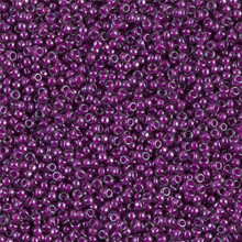 Japanese Miyuki Seed Beads, size 15/0, SKU 189015.MY15-2247, lined pale blue and magenta luster, (1 12-13gram tube - apprx 3500 beads)
