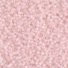 Delica Beads (Miyuki), size 11/0 (same as 12/0), SKU 195006.DB11-0868, matte transparent pink mist AB, (10gram tube, apprx 1900 beads)