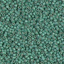 Delica Beads (Miyuki), size 11/0 (same as 12/0), SKU 195006.DB11-1171, galvanized matte dark mint, (10gram tube, apprx 1900 beads)