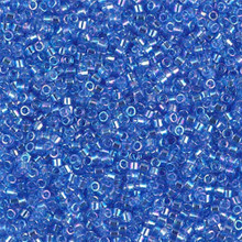 Delica Beads (Miyuki), size 11/0 (same as 12/0), SKU 195006.DB11-1250, transparent azure AB, (10gram tube, apprx 1900 beads)