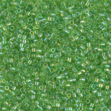 Delica Beads (Miyuki), size 11/0 (same as 12/0), SKU 195006.DB11-1246, transparent lime ab, (10gram tube, apprx 1900 beads)