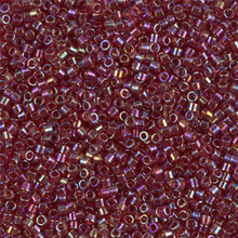 Delica Beads (Miyuki), size 11/0 (same as 12/0), SKU 195006.DB11-1242, transparent dark cranberry AB, (10gram tube, apprx 1900 beads)