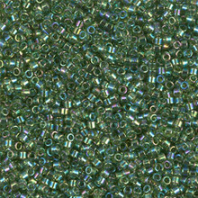 Delica Beads (Miyuki), size 11/0 (same as 12/0), SKU 195006.DB11-1247, transparent olive AB, (10gram tube, apprx 1900 beads)