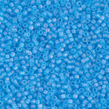 Delica Beads (Miyuki), size 11/0 (same as 12/0), SKU 195006.DB11-1284, matte transparent ocean blue AB, (10gram tube, apprx 1900 beads)