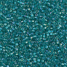Delica Beads (Miyuki), size 11/0 (same as 12/0), SKU 195006.DB11-1248, transparent caribbean teal AB, (10gram tube, apprx 1900 beads)