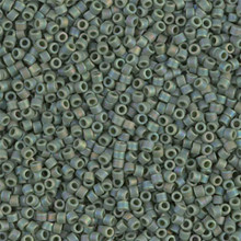Delica Beads (Miyuki), size 11/0 (same as 12/0), SKU 195006.DB11-1594, matte opaque avocado AB, (10gram tube, apprx 1900 beads)