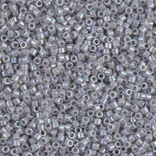 Delica Beads (Miyuki), size 11/0 (same as 12/0), SKU 195006.DB11-1579, opaque ghost gray AB, (10gram tube, apprx 1900 beads)