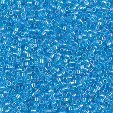Delica Beads (Miyuki), size 11/0 (same as 12/0), SKU 195006.DB11-1249, transparent ocean blue AB, (10gram tube, apprx 1900 beads)