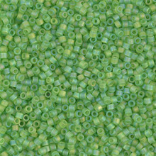 Delica Beads (Miyuki), size 11/0 (same as 12/0), SKU 195006.DB11-1281, matte transparent lime AB, (10gram tube, apprx 1900 beads)