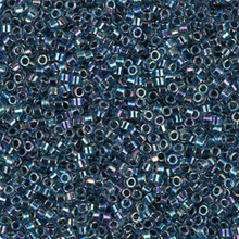 Delica Beads (Miyuki), size 11/0 (same as 12/0), SKU 195006.DB11-0085, blue lined aqua AB, (10gram tube, apprx 1900 beads)