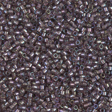 Delica Beads (Miyuki), size 11/0 (same as 12/0), SKU 195006.DB11-1760, sparkling lined smoky amethyst AB, (10gram tube, apprx 1900 beads)