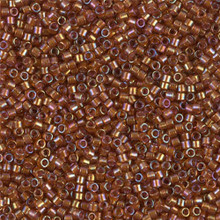 Delica Beads (Miyuki), size 11/0 (same as 12/0), SKU 195006.DB11-1736, sparkling beige lined dark topaz AB, (10gram tube, apprx 1900 beads)