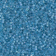 Delica Beads (Miyuki), size 11/0 (same as 12/0), SKU 195006.DB11-1761, sparkling sky blue lined opal AB, (10gram tube, apprx 1900 beads)