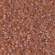 Delica Beads (Miyuki), size 11/0 (same as 12/0), SKU 195006.DB11-1733, dark peach lined opal AB, (10gram tube, apprx 1900 beads)