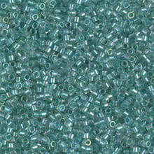 Delica Beads (Miyuki), size 11/0 (same as 12/0), SKU 195006.DB11-1767, sparkling aqua green lined crystal AB, (10gram tube, apprx 1900 beads)
