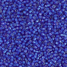 Delica Beads (Miyuki), size 11/0 (same as 12/0), SKU 195006.DB11-1785, white lined cobalt AB, (10gram tube, apprx 1900 beads)