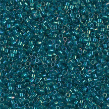 Delica Beads (Miyuki), size 11/0 (same as 12/0), SKU 195006.DB11-1764, emerald lined aqua AB, (10gram tube, apprx 1900 beads)
