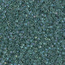 Delica Beads (Miyuki), size 11/0 (same as 12/0), SKU 195006.DB11-1768, forest green lined opal AB, (10gram tube, apprx 1900 beads)