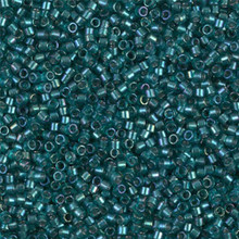 Delica Beads (Miyuki), size 11/0 (same as 12/0), SKU 195006.DB11-1769, sparkling aqua green lined teal AB, (10gram tube, apprx 1900 beads)
